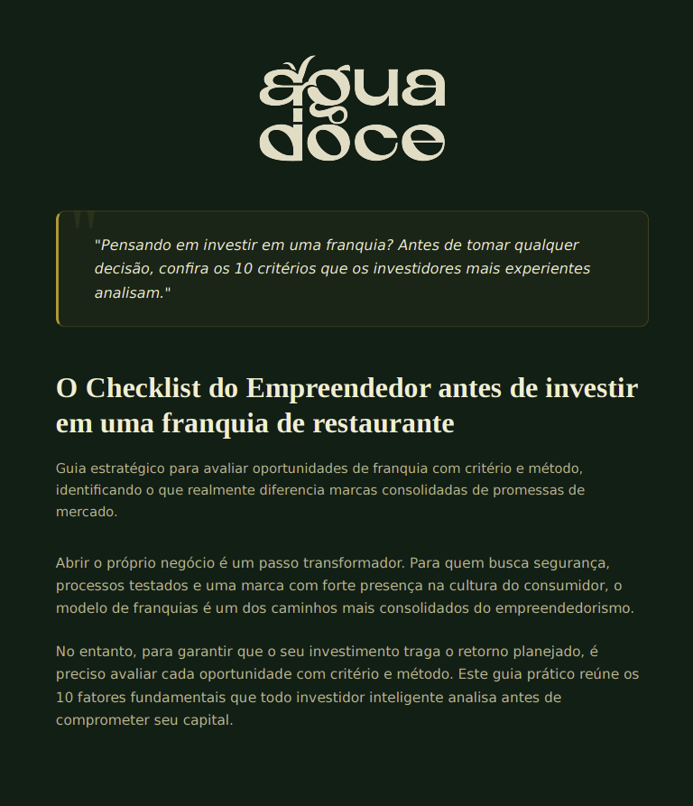 Capa do E-book Água Doce